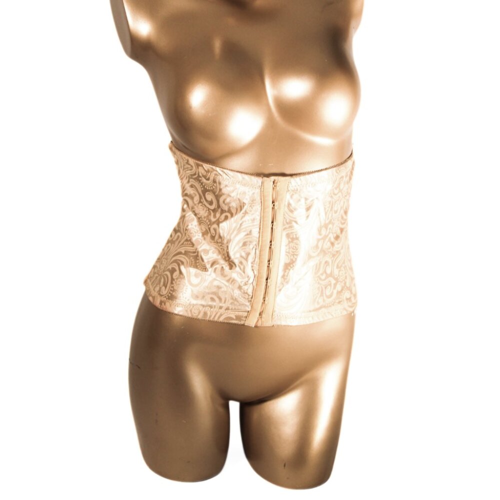 Cupid Sand/Beige Waist Cincher - Size Large, Hook & Eye Closure, Sateen Damask